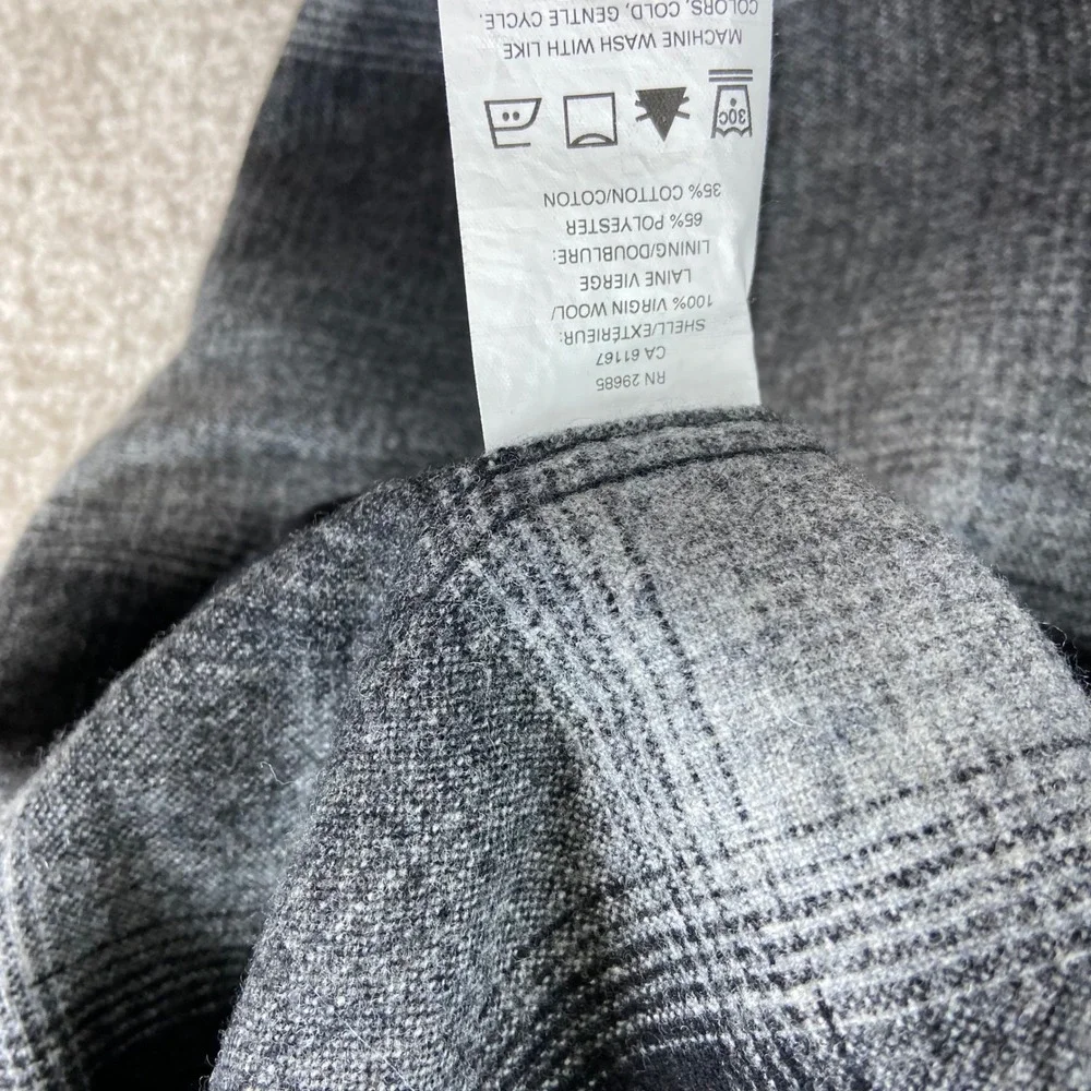 Pendleton Board Shirt Mens 4XT Grey Black Wool Shadow Plaid Flannel Button Up